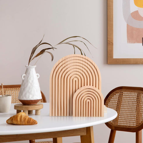 Pinkunn 2 Pcs Decorative Wooden Charcuterie Boards, Thicken Rainbow Shaped Wood Cutting Board, Kitchen Decor
