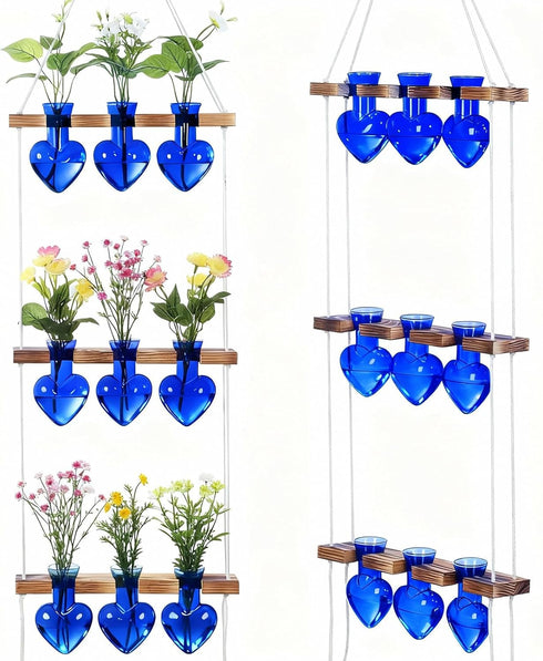 Leinuosen 3 9 Wall Hanging Plant Propagation Stations Mother Gifts for Her Plant Lovers Tiered Heart Shaped Glass Vases