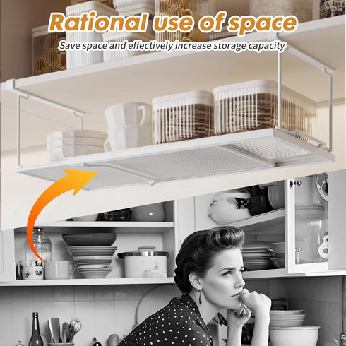 PowerKing 10lbs 5.11'' Expandable Under Cabinet Shelf, Adjustable Length Under Shelf Storage with Thick Clips Capacity