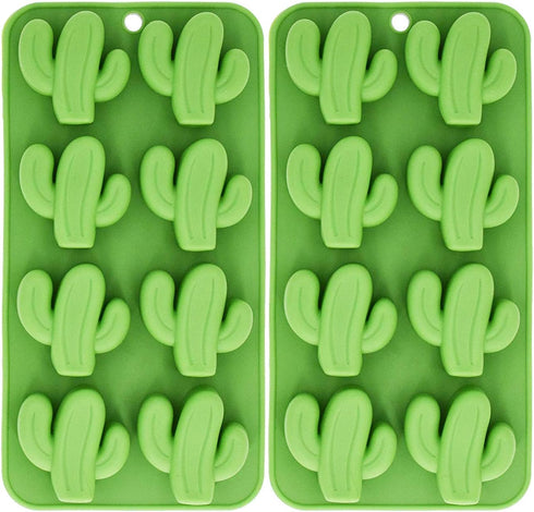 Fewo 8-Cavity Cactus Ice Cube Tray - Cacti Silicone Mold for Chocolate, Candy, Baking, Set of 2