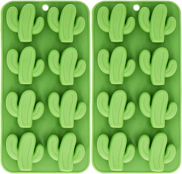 Fewo 8-Cavity Cactus Ice Cube Tray - Cacti Silicone Mold for Chocolate, Candy, Baking, Set of 2