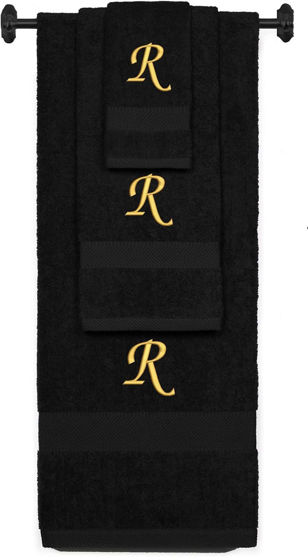 BY LORA Custom Embroidered Terry Cotton Ring Spun Bath Towel, Hand Towel and Washcloth