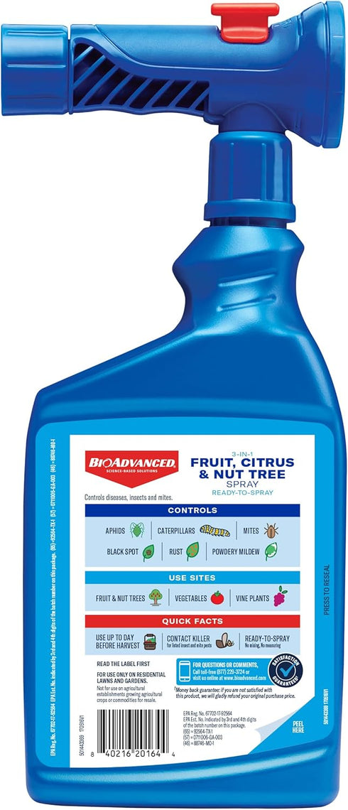 3-in-1 32 oz, BioAdvanced Fruit, Citrus & Nut Tree Spray Ready-to-Spray, Fruit Tree Spray