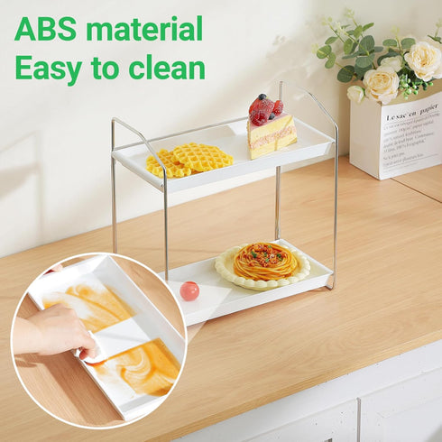 2 Countertop,Vanity Countertop Tier Bathroom Organizer Organizer,Tool-Less Installation Vanity Shelf Small Plastics