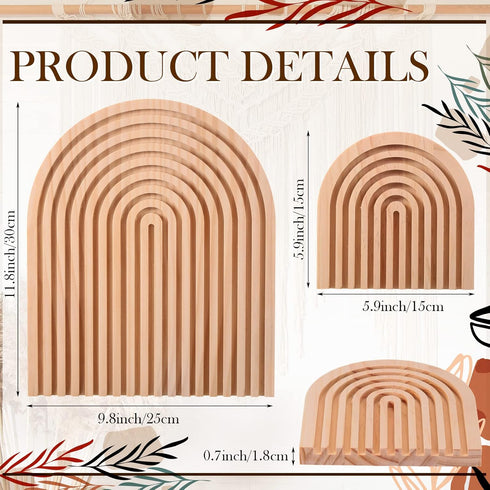 Pinkunn 2 Pcs Decorative Wooden Charcuterie Boards Thicken Rainbow Shaped Wood Cutting Board Boho Cutting Board Decoration Oval Wooden Tray Kitchen Arch Shelf Decor for Home Decoration, 2 Sizes