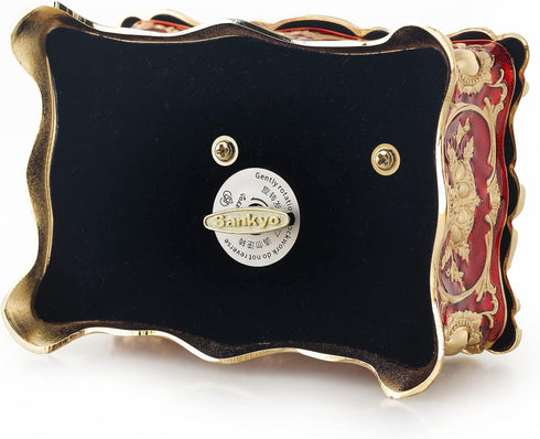 ROSIKING Red Rectangle Emboss Alloy Metal Music Box Wind Up Antique Jewelry Musical Boxes Christmas Birthday