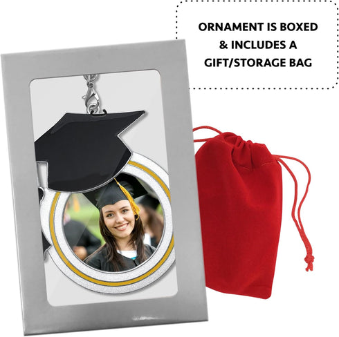 Graduation Christmas Photo Ornament - Dated Charms for 2025 & 2026 - Graduation Hat Design with Storage Bag