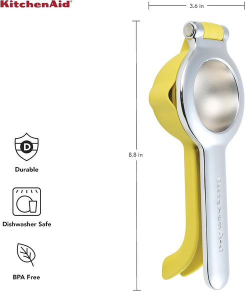 KitchenAid Citrus Juice Press Squeezer, 8 inches for Lemons and Limes, with Seed Catcher and Pour Spout