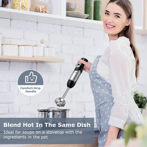 FRESKO 500W Immersion Handheld Blender with 700ml Beaker, 12-Speed & Turbo Mode for Soup, Smoothie