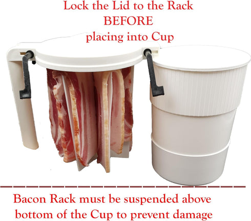 WowBacon Wow Microwave Bacon Cooker - with Locking Lid and Easy Grip Handle makes cooking bacon a Joy! Made in USA!