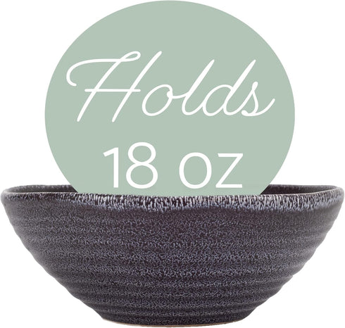 Elanze Designs Modern Chic Ribbed Serving Meals Soup Salad French Onion Cereal Chili Pasta Ceramic Stoneware Kitchen Dinnerware Bowls Set of 4 - Charcoal Grey