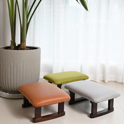 Coolcapis 16.1"(41cm) 6.7"(17cm) Small Footstool Office Under Desk Ottoman Padded Hassock x with Wooden Legs Modern