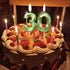 Green Happy Birthday Cake Candles - 3D Design Wedding Cake Number 5 Topper Decoration for Party