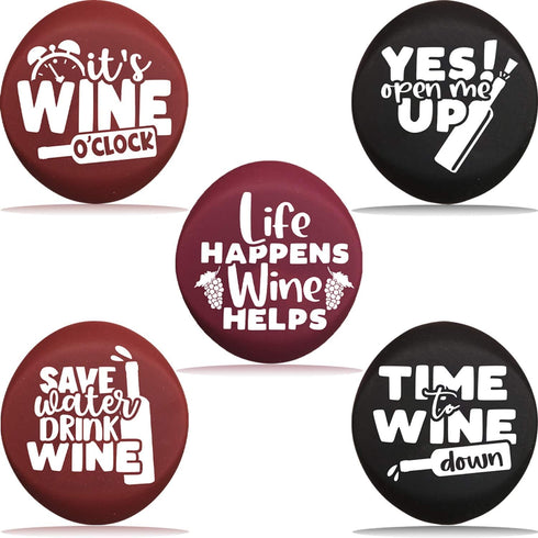 Funny Wine Stoppers Set of 5, Silicone Wine Bottle Stopper with Gift Box, Cute Christmas Gift
