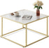 26.4 26.4in, WLIVE Glass Coffee Table, Small Modern Coffee Table for Living Room with Wave Textured Glass & Metal