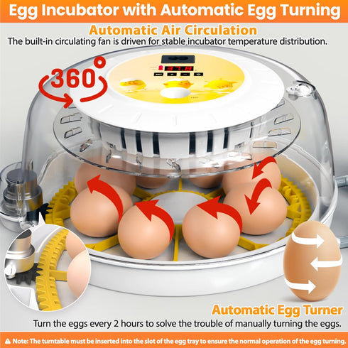 8 Egg Incubators for Hatching Eggs with Automatic Egg Turner, Incubator for Chicken Eggs with Egg Candler for Chicken