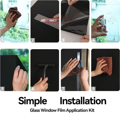Window Film 17.5" x 78.7" Blackout for Ultimate Privacy and Sun Blocking, Removable Static Cling Film for Home, RVs