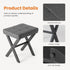 Sweetcrispy Vanity Stool Ottoman, Square Linen Makeup Stool Metal X Legs, Small Footstool Chair for Vanity, Modern