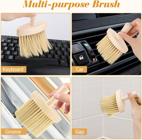 4pcs Wooden Window Groove Cleaning Brushes with Soft Bristles and Wood Handle for Dust Removal in Home, Keyboard, and