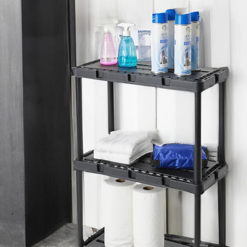 Gracious Living 3 Shelf Knect-A-Shelf Solid Light Duty Storage Unit 12 x 24 x 33 for Home, Garage, Basement