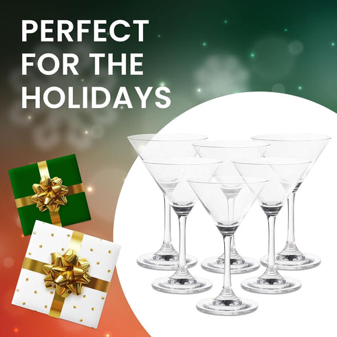 Juvale Mini Margarita Cocktail Glasses, Set of 6-5 oz Clear Glossy Glass, 6 in Tall for Home Bar