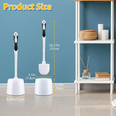 Tioncy 6 Pack 14.96 Inches Toilet Brush with holder Toilet Bowl Brush and Caddy Set Stiff Bristles Toilet Scrubber for Bathroom Cleaning Supplies (Black,White) by Tioncy