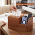 BIBELUN Square Tissue Box Cover,Multi-Functional Wood Tissue Box Holder with Storage Grid,Tissue and Remote Control