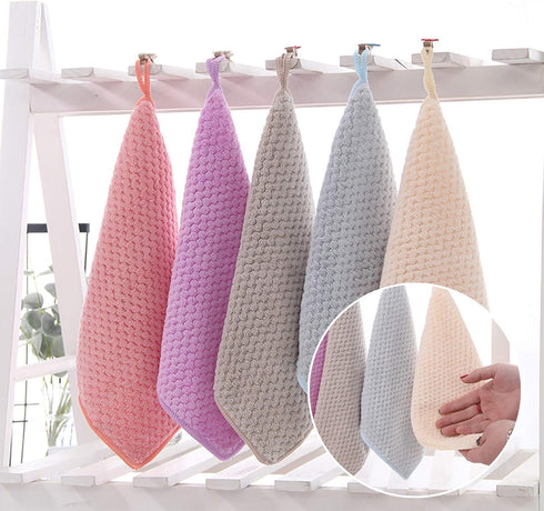 Small Towels with Hanging Loop, Hand Dry Towels for Kitchen & Bathroom, Super Absorbent Soft Small Towel Set with