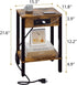 MMEOLUOOK 2-Tier MLBZ14RE End Table with Charging Station, Nightstand with Storage Shelf,Modern Side Table,Bedside