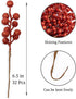 32 Pack 6.5 Inch VioletEverGarden Glitter Christmas Picks Christmas Berry Stems Red Artificial Berry Stems for Holiday