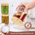 16 Oz 4 Pack DRKIO Overnight Oats Containers with Bamboo Lids - Glass Storage Jars with Airtight Lids Wide Mouth Mason