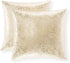 Xinrjojo Champagne Throw Pillows, 16x16 inch Gold and White Pillow Covers, Set of 2 Glitter Decorative Velvet Cushion