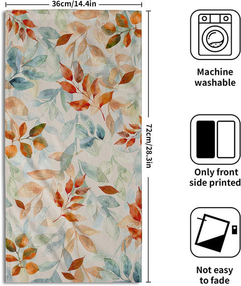 Mweet Set 2-14x28 Inch Fall Leaves Hand Towels of Gradient Green Orange Leaf Plant Super Soft Highly Absorbent Dish