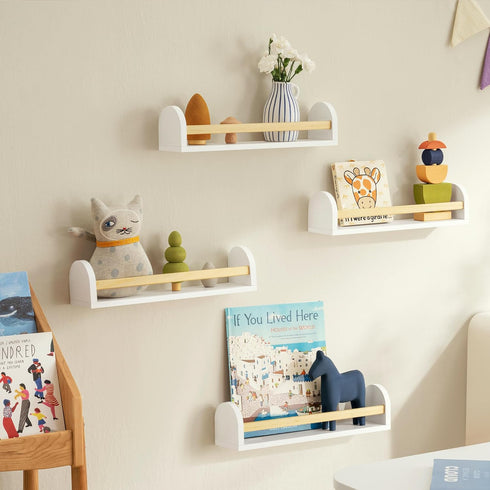 SANOA & CO. 16.5" 4-Pack (16.5 Inches) Nursery Book Shelves for Wall Nursery Wall Decor, Floating Bookshelf for Kids