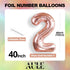 AULE 40 Inch Large 25 Number Balloons, Rose Gold Big Foil Number Balloons for 25th Birthday Party Decorations