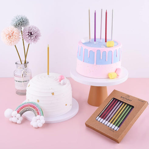 PHD CAKE Purple Long Thin Metallic Birthday Candles for Cake Party, Weddings Cake Decorations