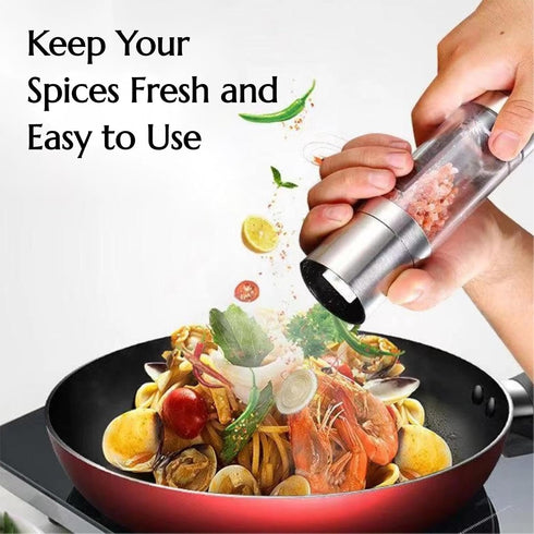 KINTEGOOD 2-in-1 Set, Stainless Steel Salt and Pepper Grinder Double Head Manual Mill, Refillable