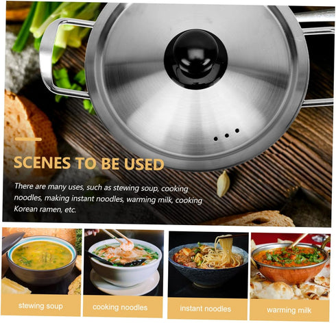 Ciieeo Stainless Steel Instant Noodle Pot Set with Lids, Korean Cooking Pots for Ramen and Soup