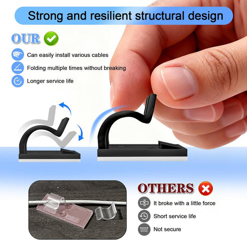 30PCS XHF Black Hooks for Outdoor String Lights Clips, Heavy Duty Adhesive with Holes and Screws, for Hanging Christmas
