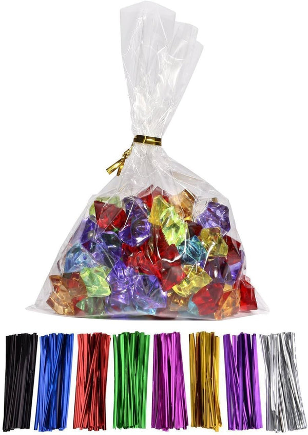 100 Pcs Clear Flat Cello Cellophane Treat Bags 6 in x 4 in (1.4mil) for Bakery, Cookies
