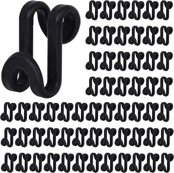 60PCS Black Hanger Connector Hooks, Heavy Duty Space Saving Hooks for Velvet and Wooden Hangers, Closet Organizer