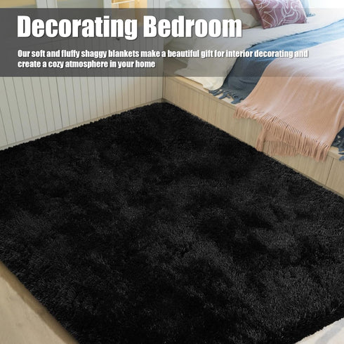 5x8,Black Shag Area Rug for Bedroom Fluffy Area Rugs for Living Room,Soft Fuzzy Rug Non-Shedding Indoor Plush Carpet