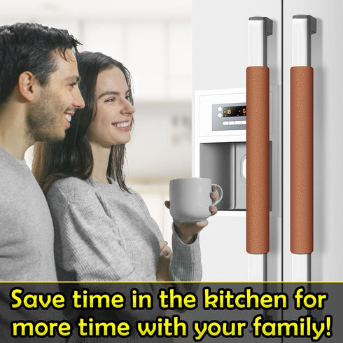 Refrigerator Door Handle Covers - 6PCS Leather Kitchen Appliance Handle Covers, Keep Fridge, Microwave, Oven Clean