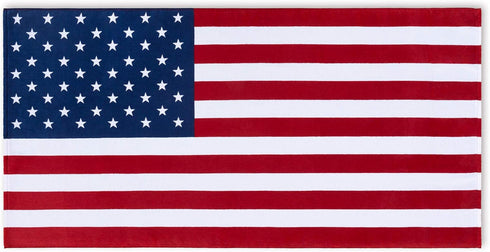 American Flag Beach Towel 30 x 60 inch (76 x 152 cm) - USA Patriot 100% Cotton Velour Terry