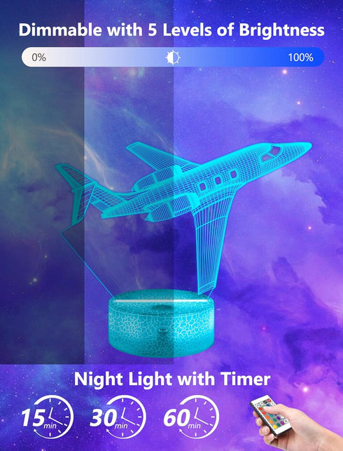 16 FULLOSUN Airplane Gift, Plane Night Light, Pilot Lamp with Remote Control Colors Changeable Kids Room Lighting