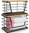 ALOCEO 2 Pack Storage Stackable Kitchen Laundry Organizers with Bamboo Top, Large
