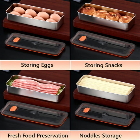 Bacon Container for Refrigerator, Airtight Stainless Steel Deli Meat Storage Containers for Kitchen Food Storage