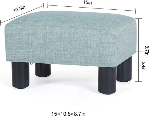 15x10.8x8.7inch Adeco Small Ottoman Footstool- Mordern Rectangle Soft Fabric Footrest