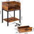 Lerliuo Nightstand with Charging Station, 3-Tier End Table with Storage Drawer, Modern Bedside Night Stand, Retro Brown