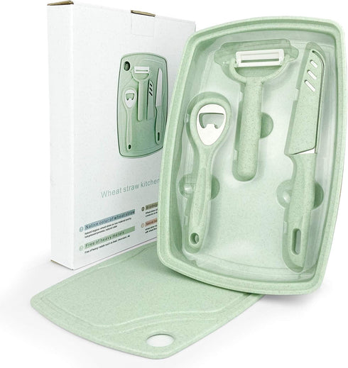 CARTINTS 5 In1 Camping Cutting Board Set, Plastic with Bottle Opener, Peeler, Knife, Serving Tray, Dishwasher Safe